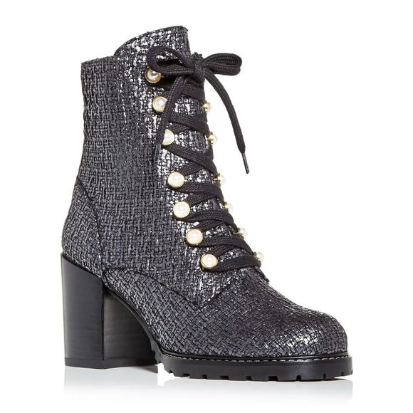 Stuart Weitzman Shoes - $750 STUART WEITZMAN Ivey Tweed High Block Heel Combat Boots COFFEE 7.5 (PA29)